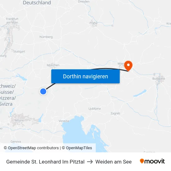 Gemeinde St. Leonhard Im Pitztal to Weiden am See map