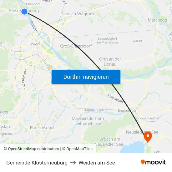 Gemeinde Klosterneuburg to Weiden am See map