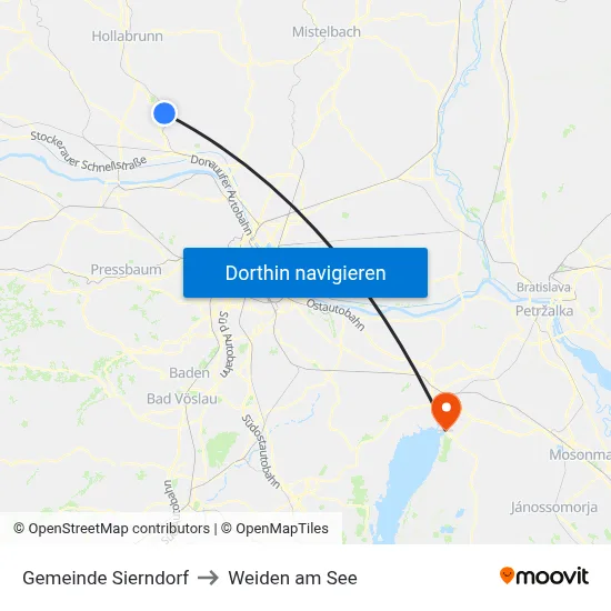 Gemeinde Sierndorf to Weiden am See map