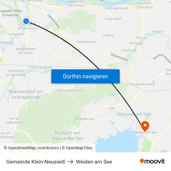 Gemeinde Klein-Neusiedl to Weiden am See map