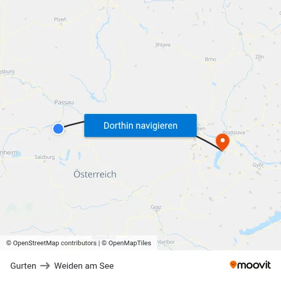Gurten to Weiden am See map