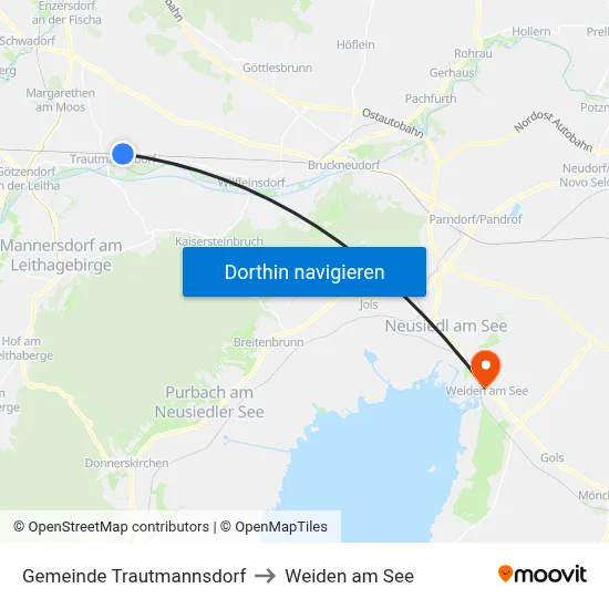 Gemeinde Trautmannsdorf to Weiden am See map