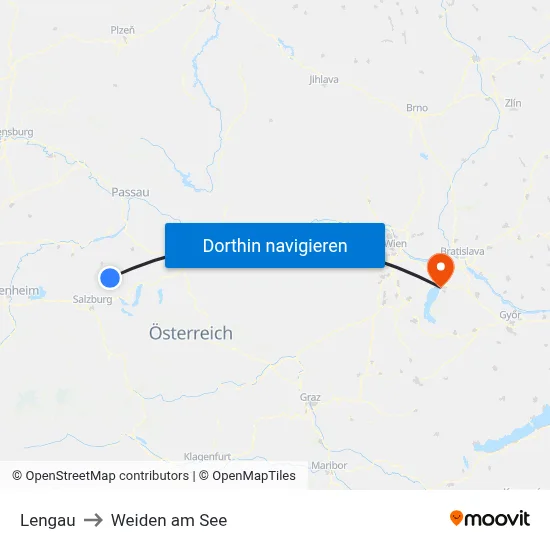 Lengau to Weiden am See map