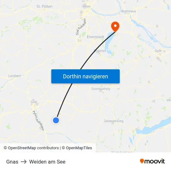 Gnas to Weiden am See map