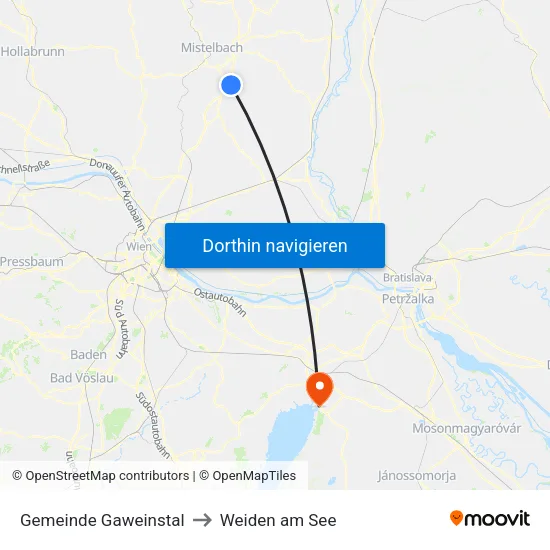 Gemeinde Gaweinstal to Weiden am See map