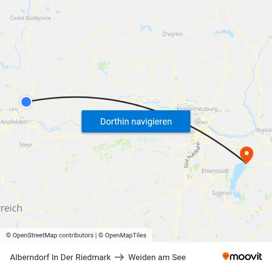 Alberndorf In Der Riedmark to Weiden am See map