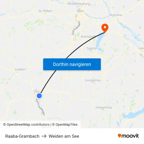 Raaba-Grambach to Weiden am See map