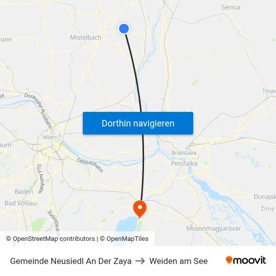 Gemeinde Neusiedl An Der Zaya to Weiden am See map