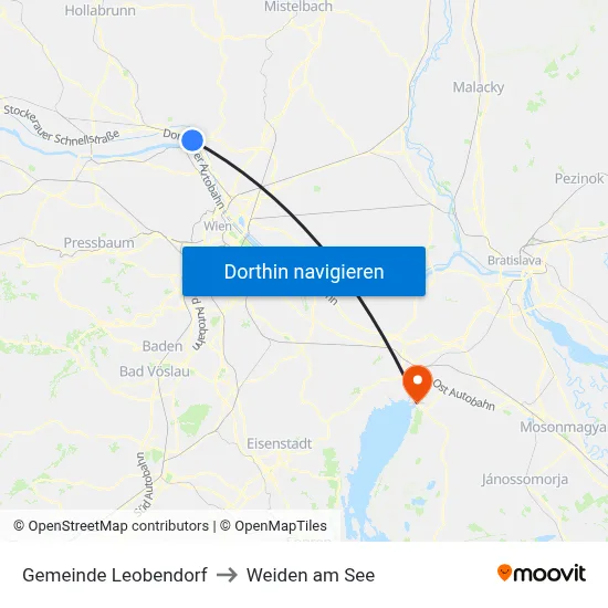 Gemeinde Leobendorf to Weiden am See map