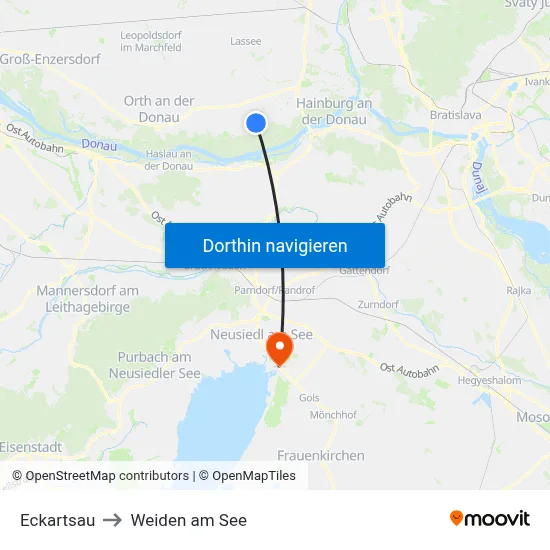 Eckartsau to Weiden am See map
