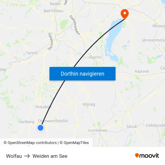 Wolfau to Weiden am See map