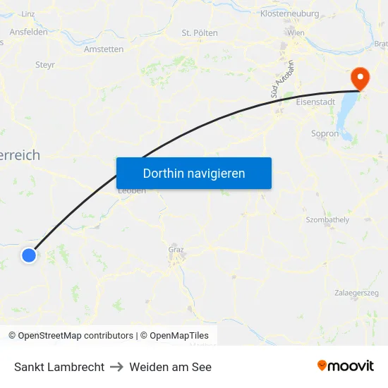 Sankt Lambrecht to Weiden am See map