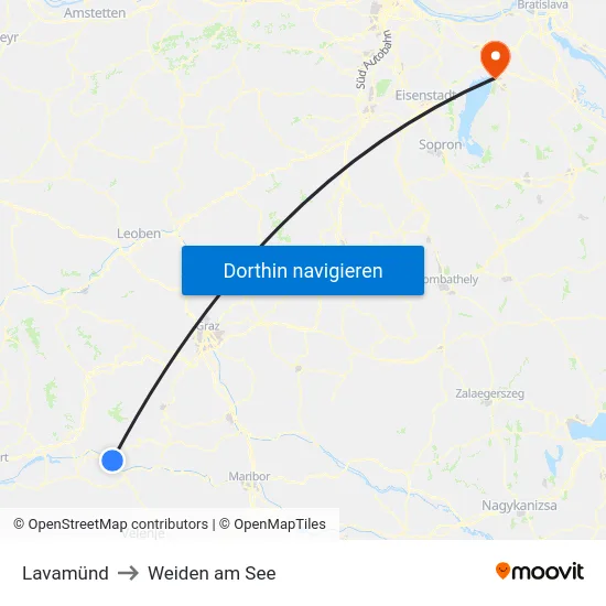 Lavamünd to Weiden am See map