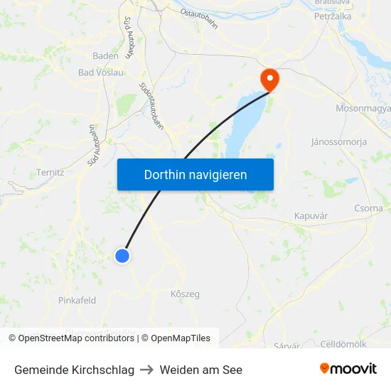 Gemeinde Kirchschlag to Weiden am See map