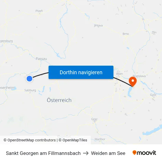 Sankt Georgen am Fillmannsbach to Weiden am See map