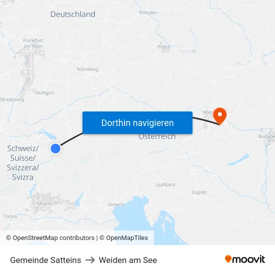 Gemeinde Satteins to Weiden am See map