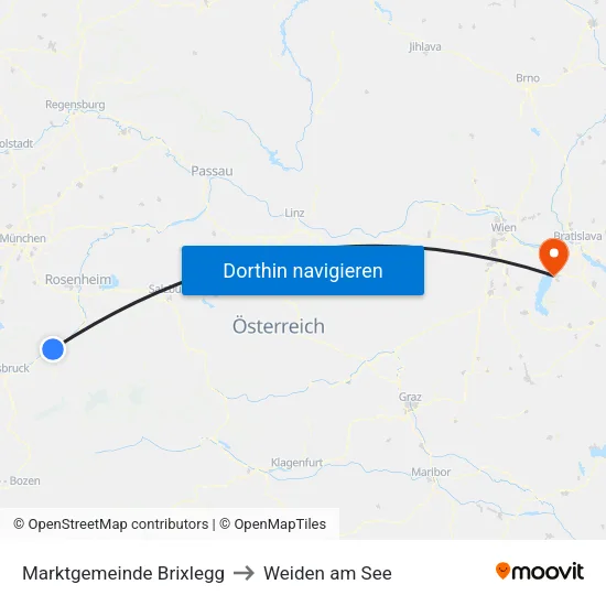 Marktgemeinde Brixlegg to Weiden am See map