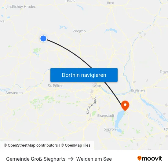 Gemeinde Groß-Siegharts to Weiden am See map
