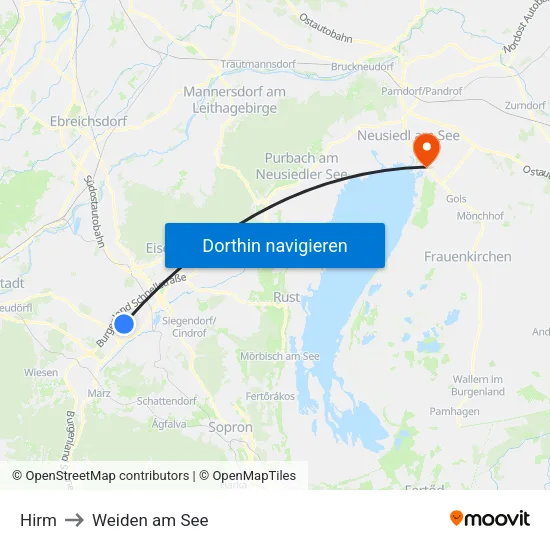 Hirm to Weiden am See map