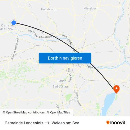 Gemeinde Langenlois to Weiden am See map