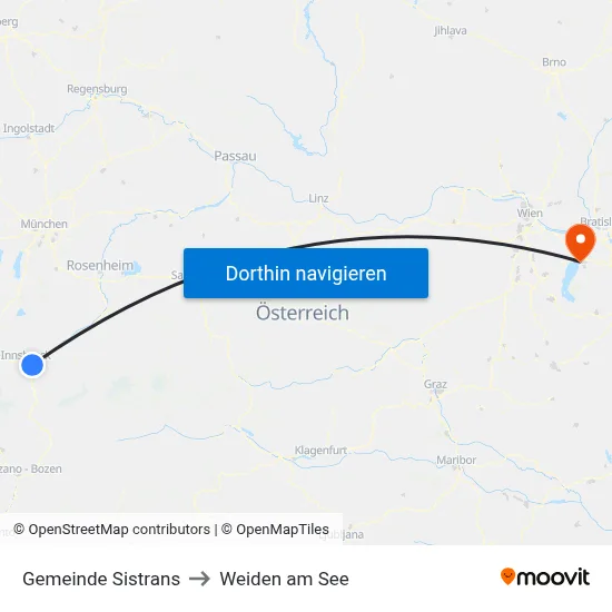 Gemeinde Sistrans to Weiden am See map