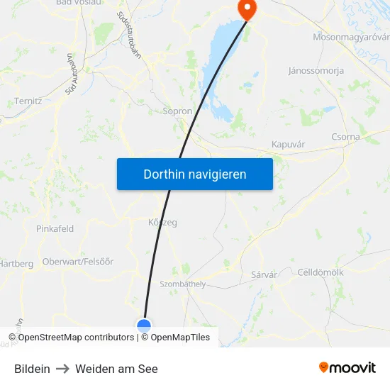 Bildein to Weiden am See map