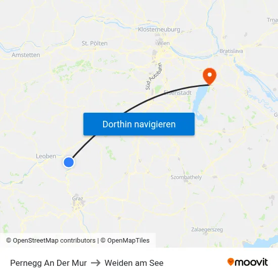 Pernegg An Der Mur to Weiden am See map