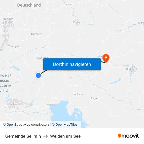 Gemeinde Sellrain to Weiden am See map