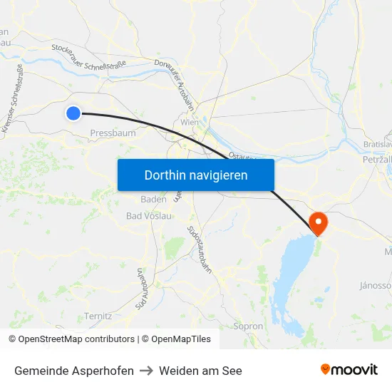 Gemeinde Asperhofen to Weiden am See map