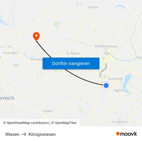 Wiesen to Königswiesen map