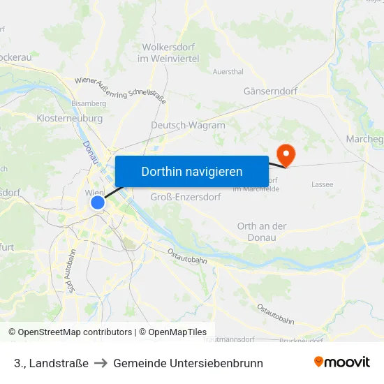 3., Landstraße to Gemeinde Untersiebenbrunn map
