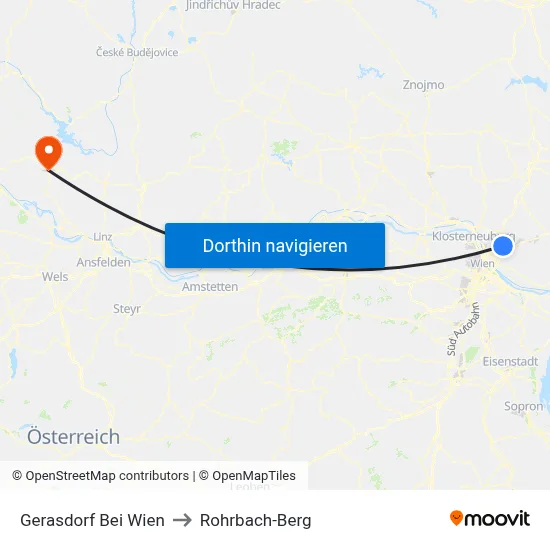 Gerasdorf Bei Wien to Rohrbach-Berg map