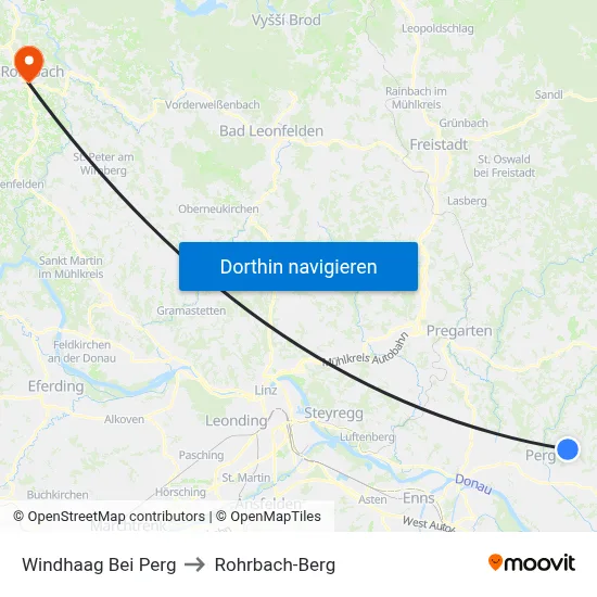 Windhaag Bei Perg to Rohrbach-Berg map