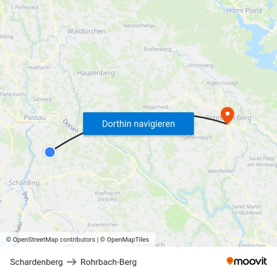 Schardenberg to Rohrbach-Berg map