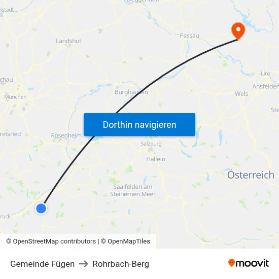 Gemeinde Fügen to Rohrbach-Berg map