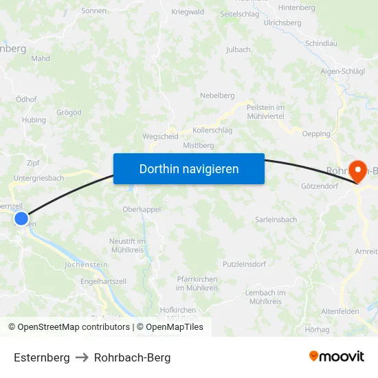 Esternberg to Rohrbach-Berg map