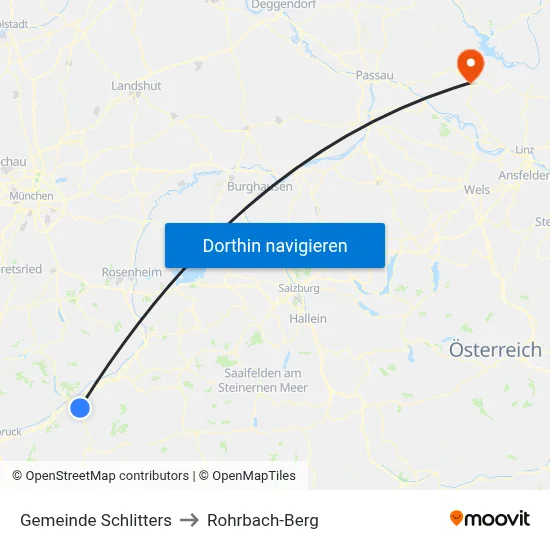 Gemeinde Schlitters to Rohrbach-Berg map