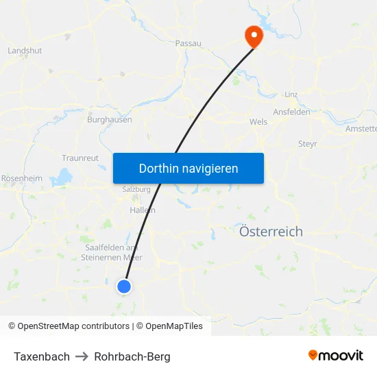 Taxenbach to Rohrbach-Berg map