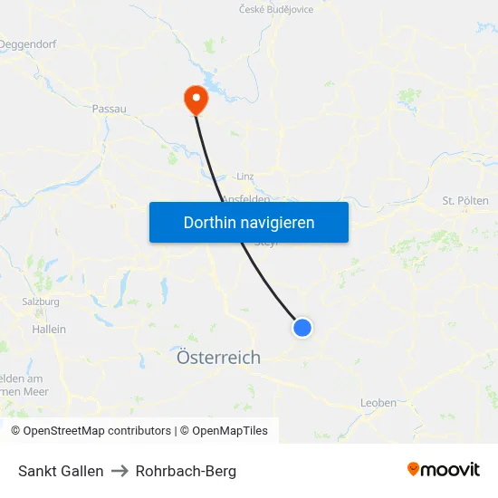 Sankt Gallen to Rohrbach-Berg map