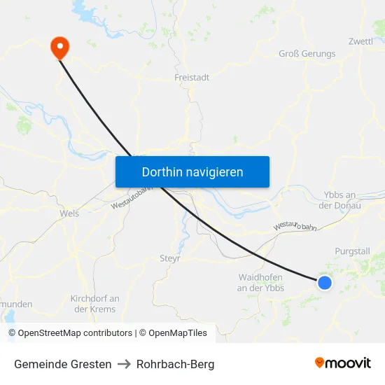 Gemeinde Gresten to Rohrbach-Berg map