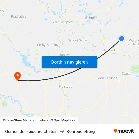 Gemeinde Heidenreichstein to Rohrbach-Berg map