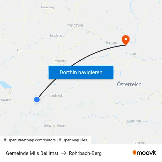 Gemeinde Mils Bei Imst to Rohrbach-Berg map