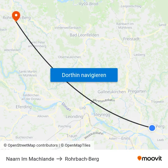 Naarn Im Machlande to Rohrbach-Berg map