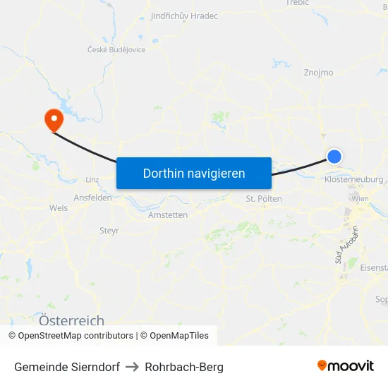 Gemeinde Sierndorf to Rohrbach-Berg map