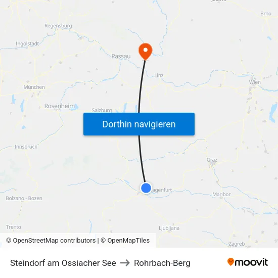 Steindorf am Ossiacher See to Rohrbach-Berg map