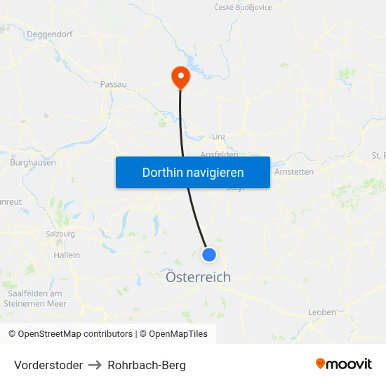 Vorderstoder to Rohrbach-Berg map