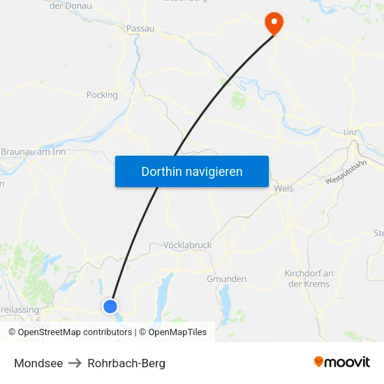 Mondsee to Rohrbach-Berg map