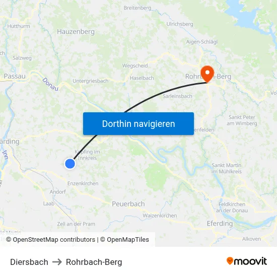 Diersbach to Rohrbach-Berg map