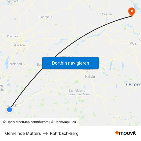 Gemeinde Mutters to Rohrbach-Berg map
