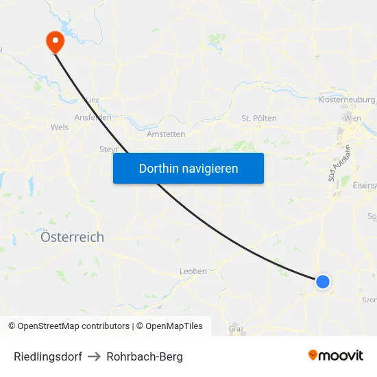 Riedlingsdorf to Rohrbach-Berg map